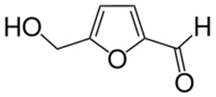 Chemische Strukturformel von 5-Hydroxymethylfurfural (5-HMF).